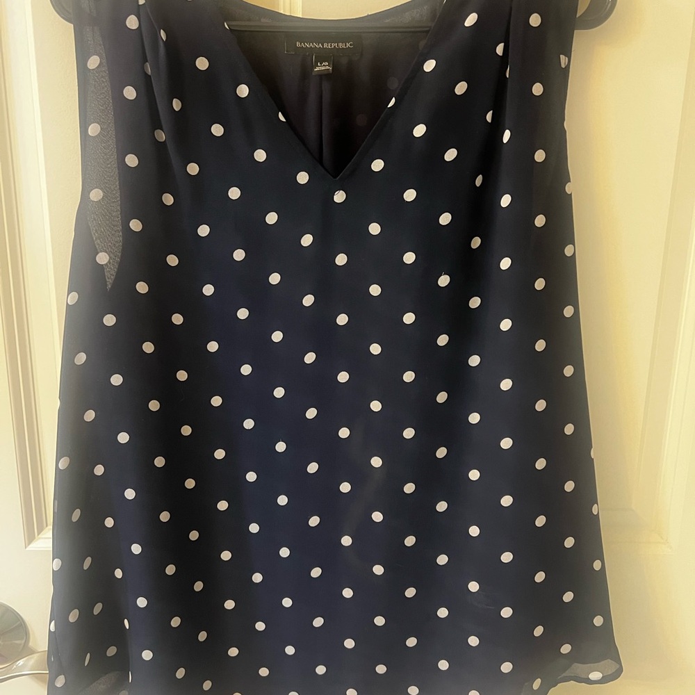 Banana Republic Dark Blue Polka Dot Blouse